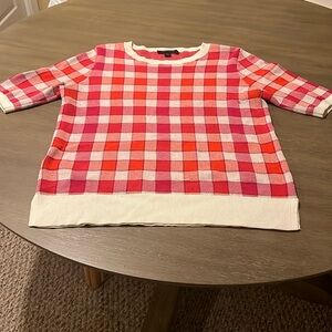 Perfect Fall Ann Taylor Sweater Blouse. Checkered design with cream detail.